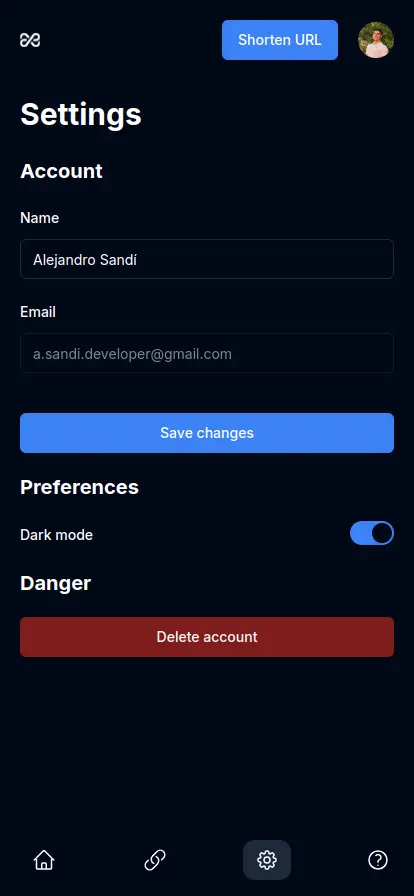 Account Settings screenshot