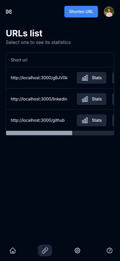 URL List screenshot